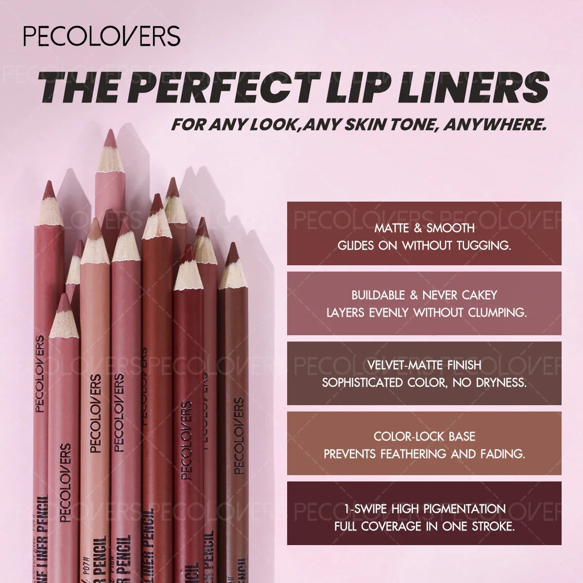 1PC Matte Lip Liner - Pencil Formula, Nude Pink/Brown/Red, Smooth Effect, Three-dimensional Lip, Beginner-friendly