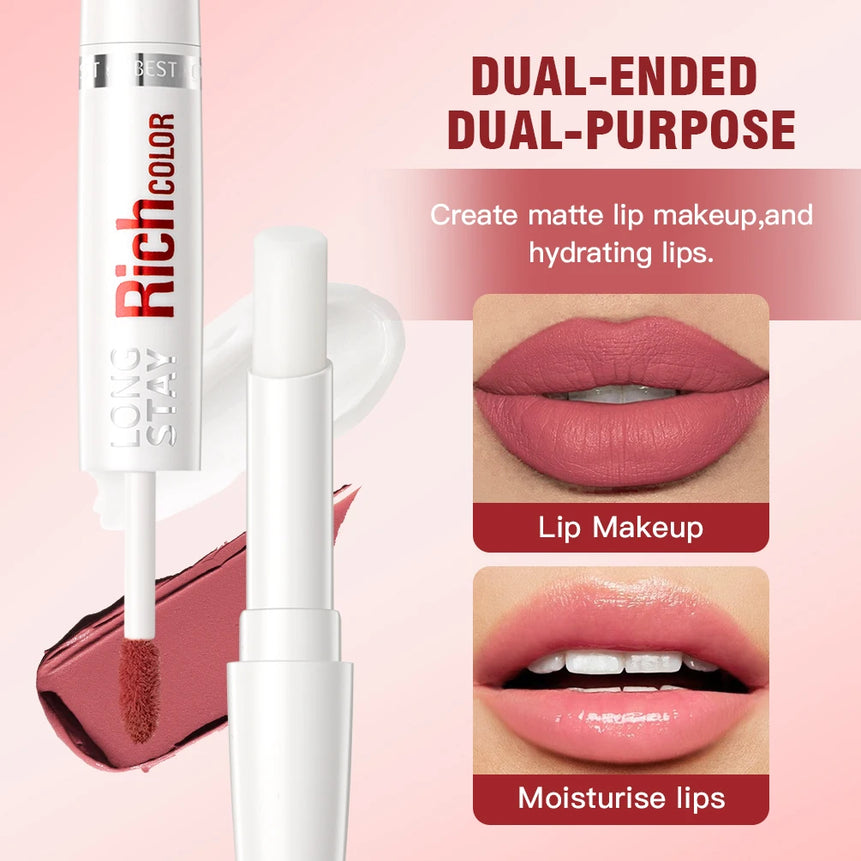 8 Colors Matte Liquid Lipstick Lipgloss Waterproof Double Head Lip Balm Anti-Cracking Moisturizing Makeup Plumper Lip Cosmetics