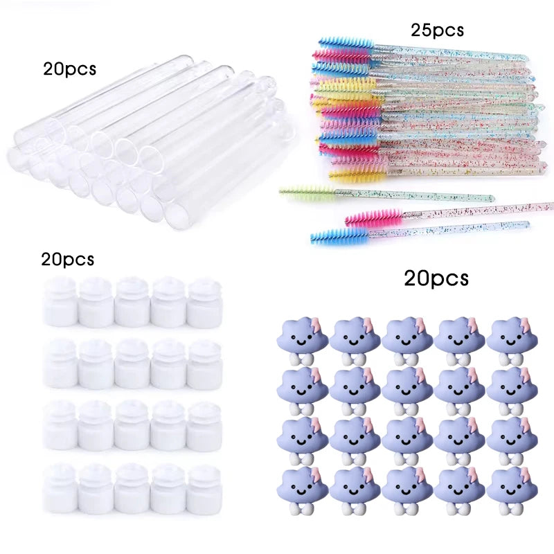 20Pcs Reusable Eyelash Brush Tube Christmas Style Disposable Mascara Wands Applicator with Tube Dust-proof Tubes Makeup Tools