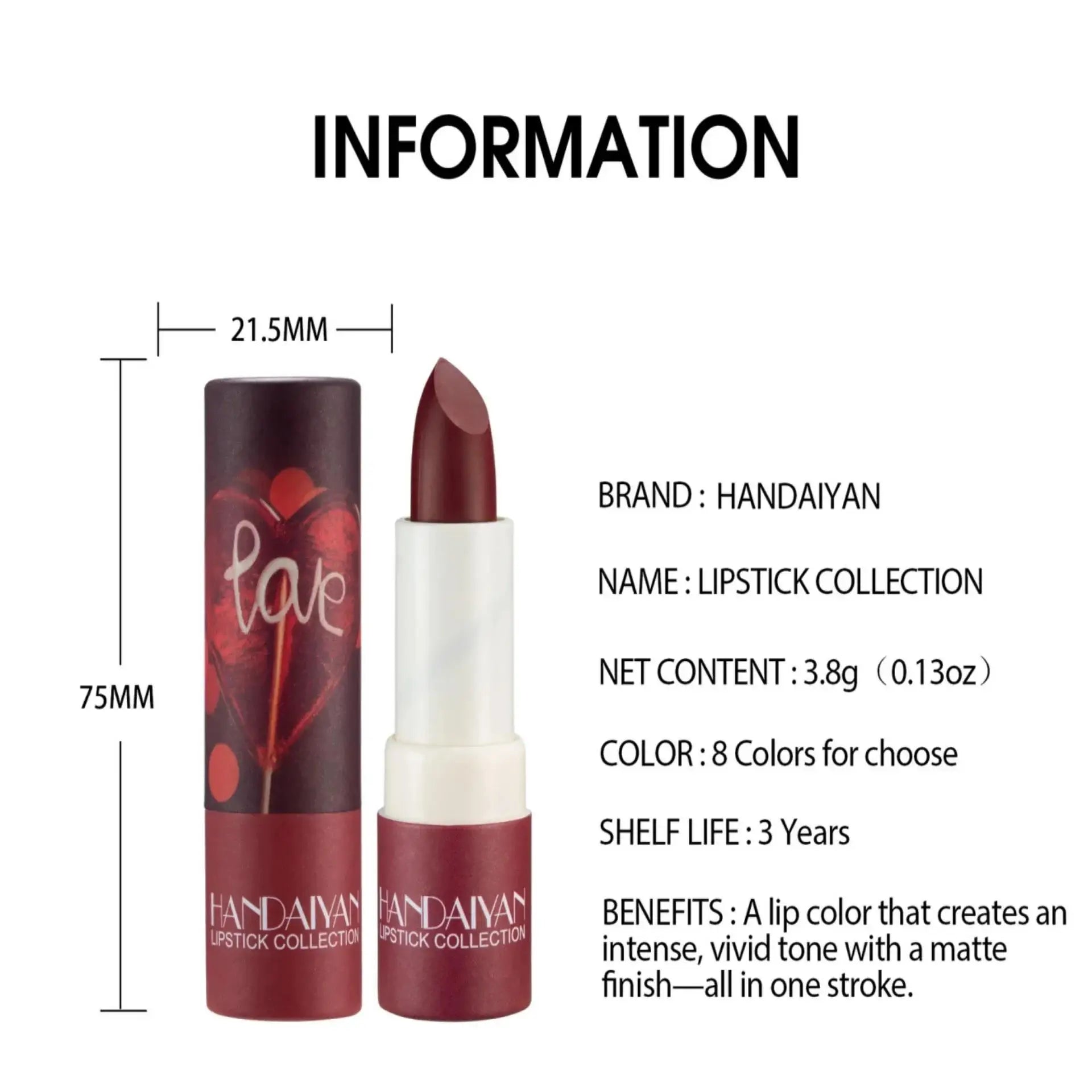 8 Colors Velvet Finish Lipstick Waterproof Long Lasting Moisturizing Non Stick Cup Nude Pink Red Lip Makeup Cosmetics
