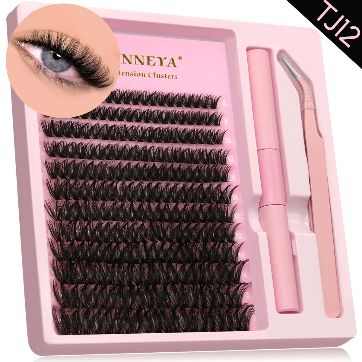 GROINNEYA DIY Lash Extension Kit Natural Volume Includes Eyelash Tweezers Bonding Glue For Salon-Quality Results at Home Makeup