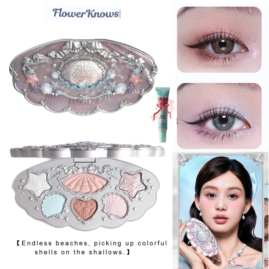 Flower Knows Swan Ballet 6 Color Eyeshadow Palette Matte Shimmer Pearl Glitter Waterproof Highly Pigmented Long Lasting Makeup