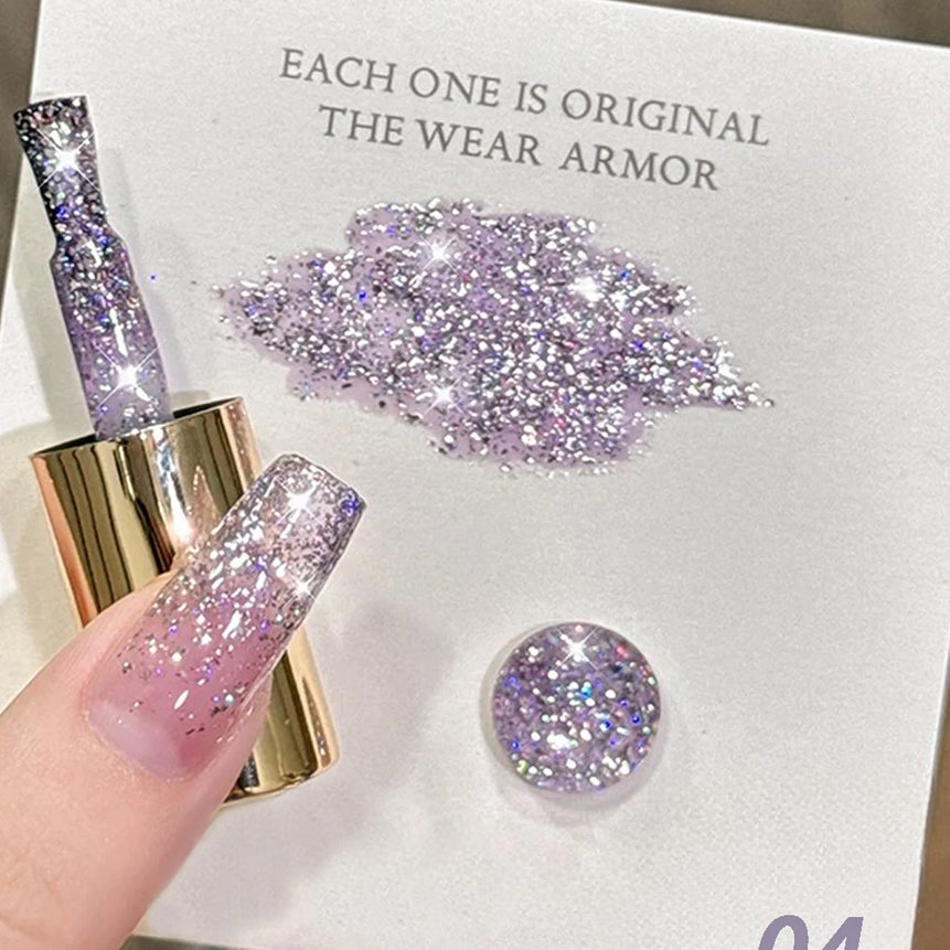 MIANEL1-12pcs 12ML Pink Blue White Green Series With Explosive Glitter Gel Nail Polish, Popular Yun Brocade Diamond Gel Polish