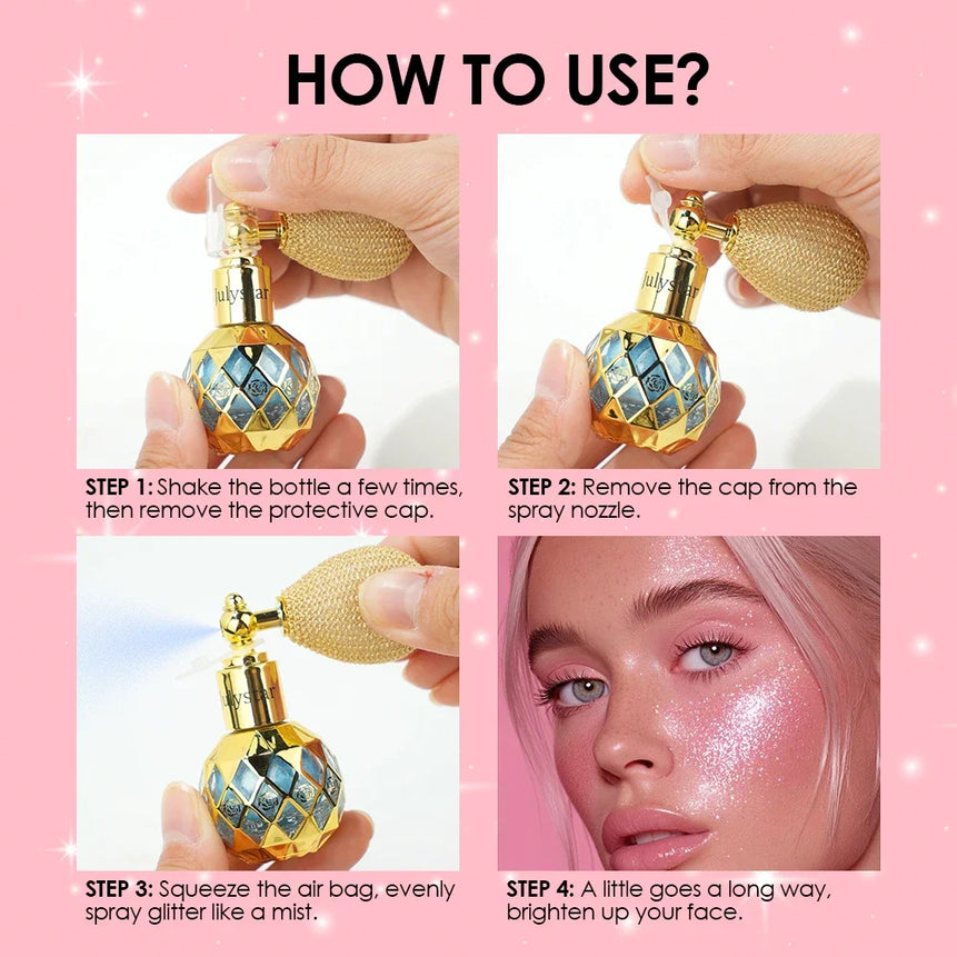 Multi-Color Highlighter Shimmer Spray Powder Body Brightening Glitter Face Makeup Airbag Spray Bottle