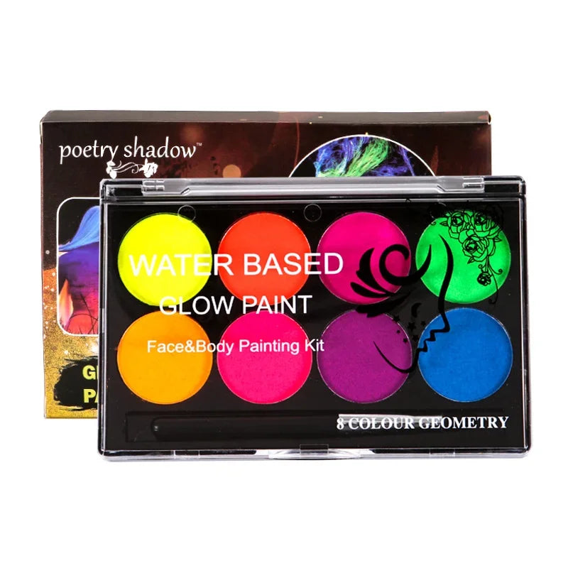 8 Colors Face Body Art Paint UV Glow Fluorescent Glowing Christmas Halloween Party Fancy Dress Beauty Makeup Tool