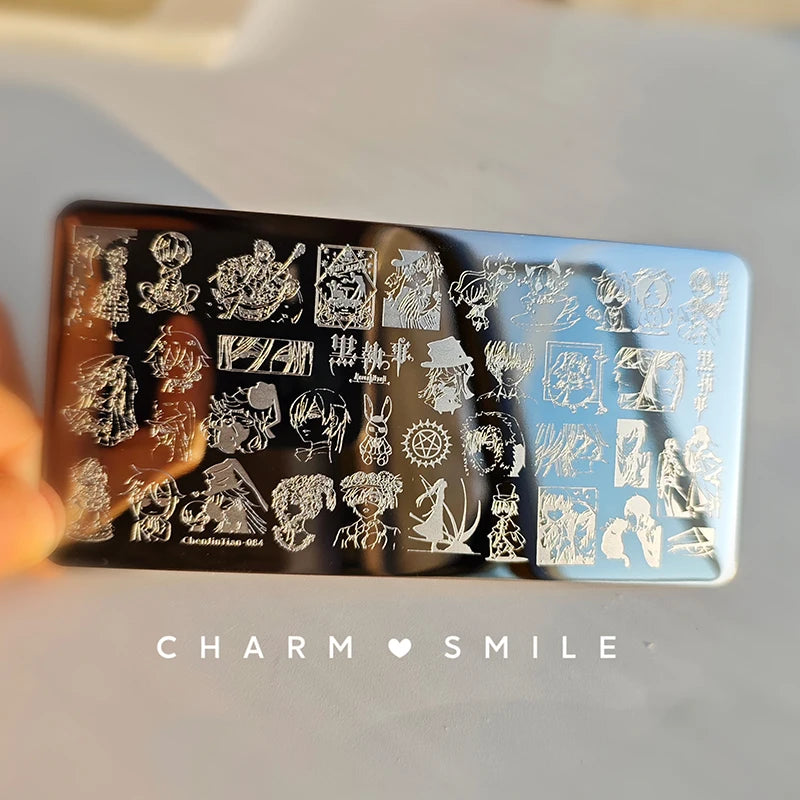 Cartoon Characters Stamping Plates  French Line Geometry  Flowers Leaves Animals Image Stainless Steel Nail Art Template Stencil