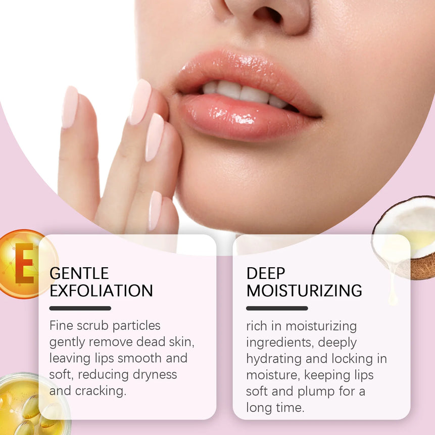 Gentle Lip Scrub, Exfoliating & Moisturizing Lip Care, Hydrating Sugar Scrub for Soft Smooth Lips