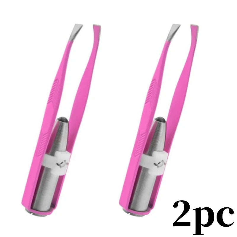 Eyebrow Tweezer with LED Light Smart Design Precision Eyelash Hair Remove Clip Stainless Steel Tweezers Portable Makeup Tools