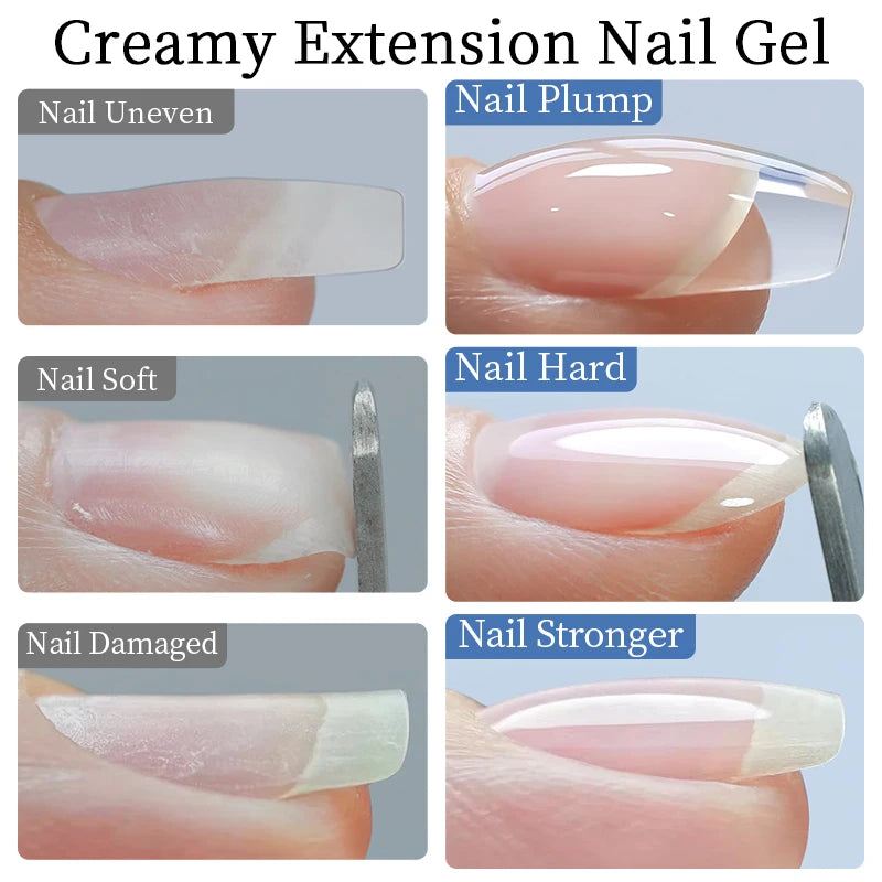 AWStorG 3pcs/Set 100g Clear Creamy Building Nail Gel Nail Extension Gel Kit Hard Constructed Gel Nail Strengthener Manicure