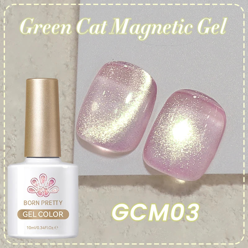 BORN PRETTY 10ml Black Glass Cat Magnetic Gel Nail Polish Silver Gold Glitter Semi Permanent Soak Off UV LED Gel Varnish