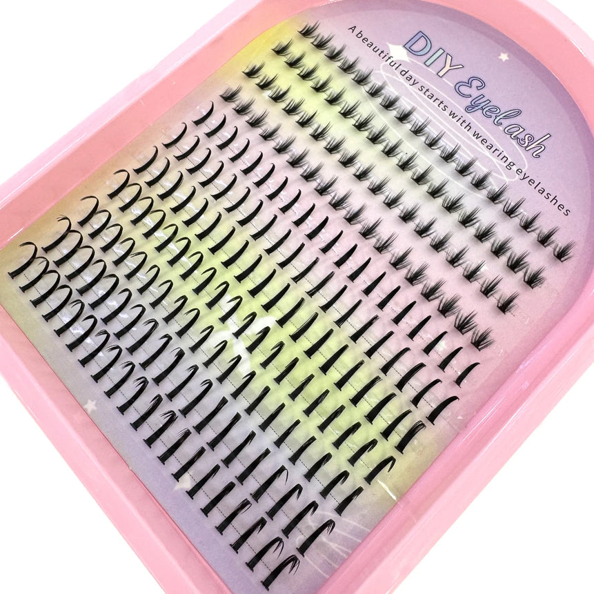 11Rows Spikes Lash Clusters with Bottom Lashes Individual Lash Extensions Manga Premade Fan Eyelashes Extensions Wispy Eyelashes