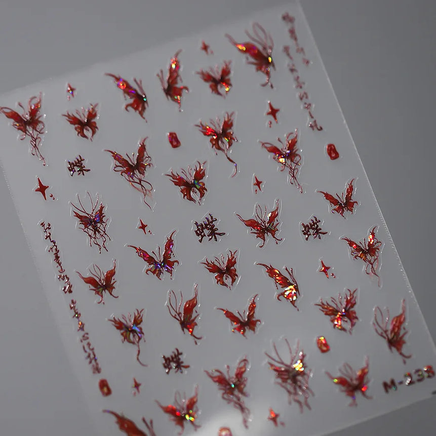 1pcs 5D Rhinestones Butterfly Nail Stickers Kawaii AB Shiny Butterfly Adhesive Nail Art Decorations Decal Design Manicure Tools