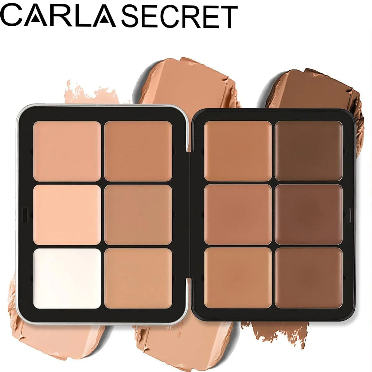 12-Color Iron Box Blusher Plate Multi-Color Cream Blush Plate Concealer Plate Contour and Highlighter Palette Makeup Blush Face