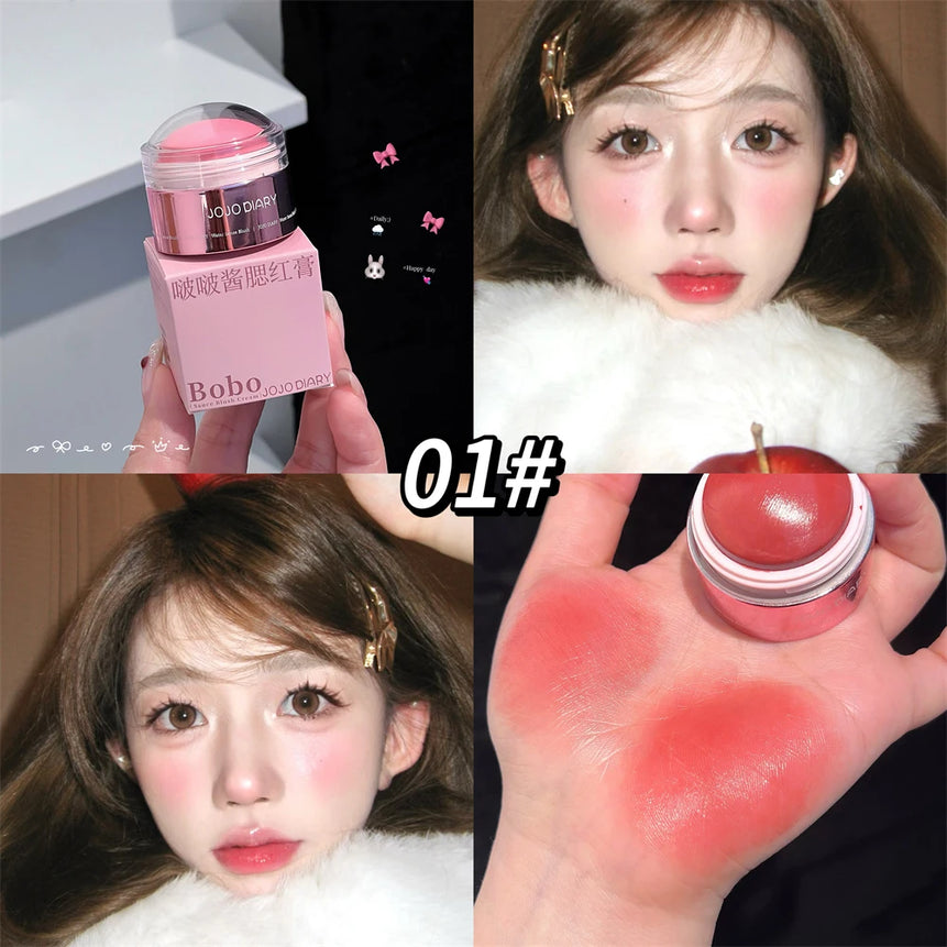 Matte Nude Apricot Blusher Cream Brighten Face Rouge Contouring Makeup Natural Mousse Blush Mud Peach Cream Cheek Tint Cosmetics
