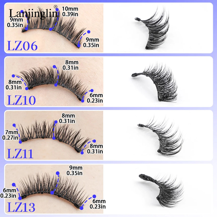 1 Pair Reusable Magnetic Lashes 3D Natural Fluffy Magnetic False Eyelashes No Glue Needed Lashes with Tweezer Set Make up Tools
