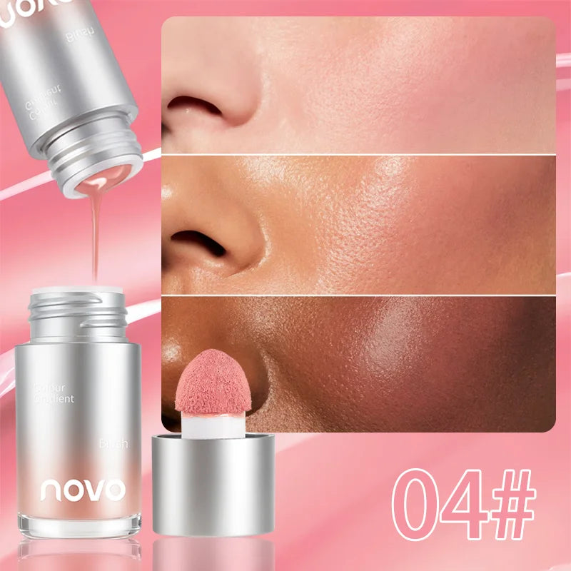4-Color Liquid Velvet Blush, Water-Resistant & Stain-Resistant, Long-Lasting Blush For High-Pigment Color,  Festive Makeup