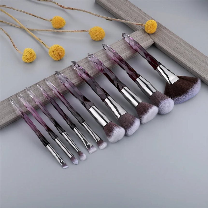 5-10 purple makeup brush quality synthetic foundation, loose powder contouring concealer eyeshadow, professional makeup tool