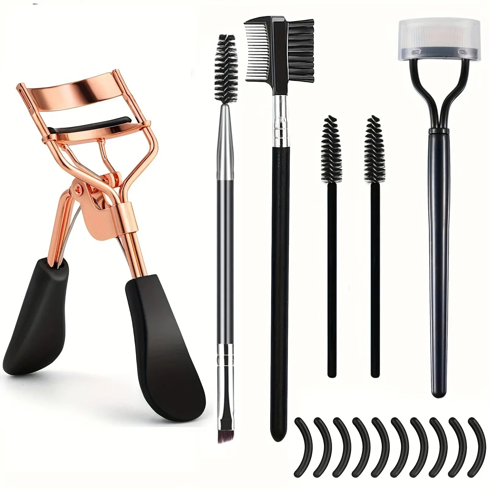 7/15pcs Eyelash Curler Set With Replacement Pads For Women Eyelashes Curling Tweezers Clips Lash Mascara Wands Brush Makeup Tool