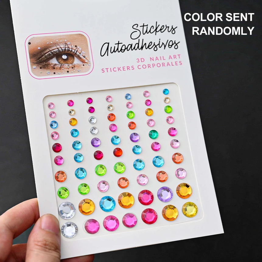 New 3/4/5mm 900pcs Pearl Face Gem Stickers Shining Glittle Self Adhesive Waterproof  Rhinestone Stickers Party Wedding Makeup