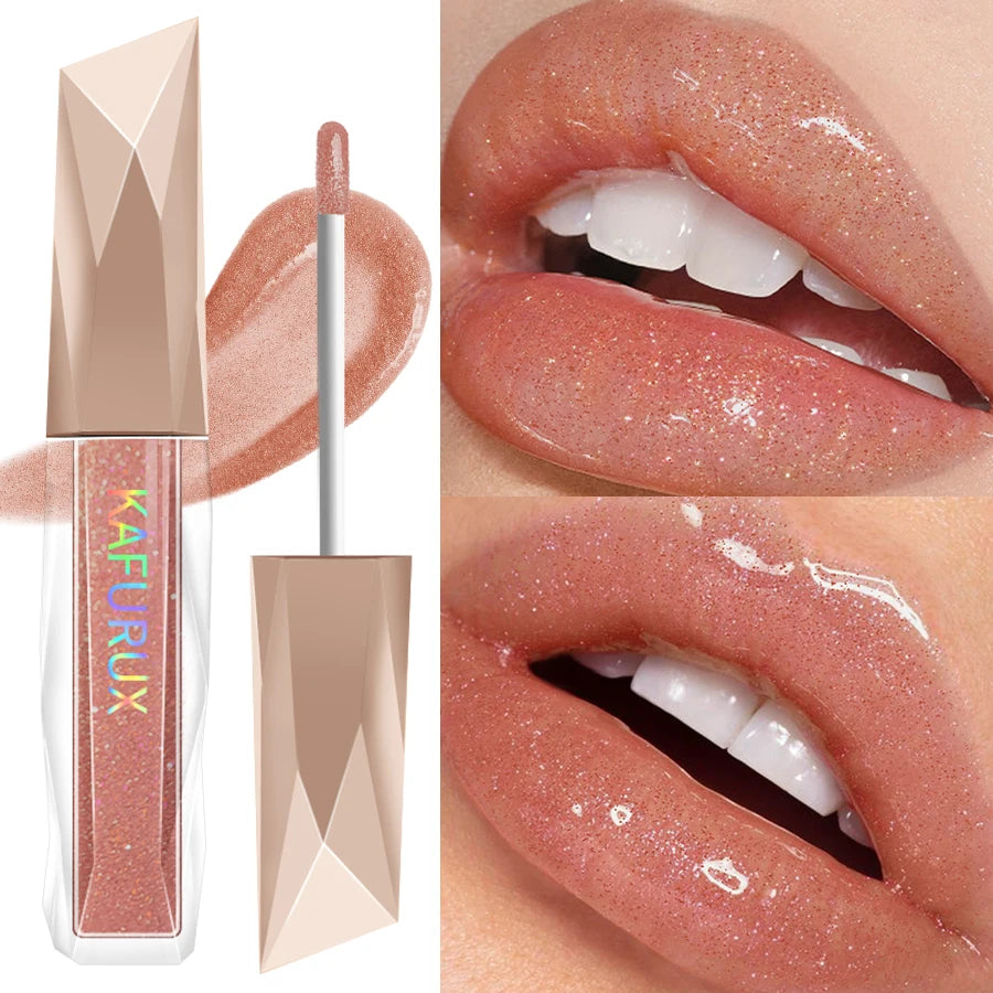 Sweet sparkling lip glaze mirror lip shine light lip gloss transparent lip tint makeup water gloss shimmer liquid lipstick girl