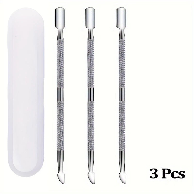 3/5/10pcs Stainless Steel Cuticle Pusher Metal Double-ended Spoon Remover Kit Dead Skin Push Nail Art Cleaning Tools manicure