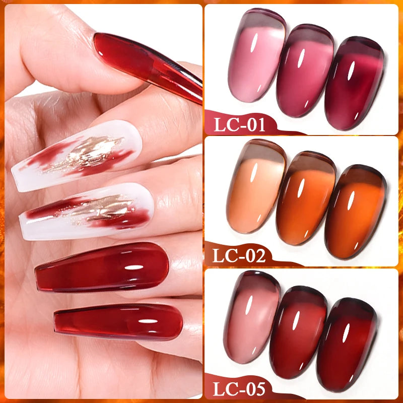 LILYCUTE 7ML Jelly Amber Gel Brown Winter Crystal Nail Polish Translucent Color Nail Art Gel Permanent UV Gel Polish Varnish
