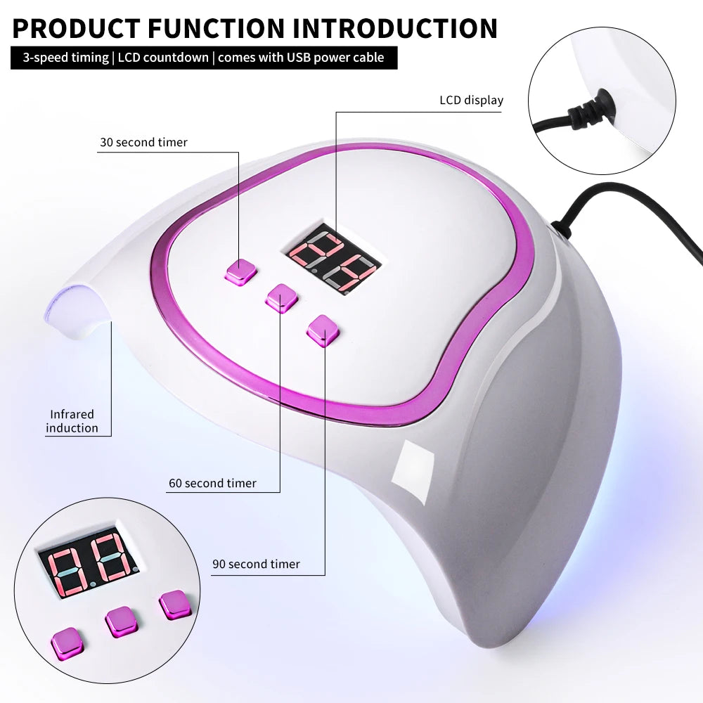 18 LEDS Nail Dryer Lamp UV/LED Quick Drying Gel Polish Curing Phototherapy Light With LCD Display Manicure Tools for Acrylic Gel