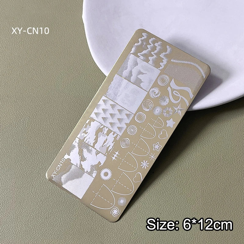 Gold Nail Stamping Plates Bow Lace Butterfly Flower Leaf Stainless Steel Stencil Nail Art Stamps Geometry Template Transfer Mold