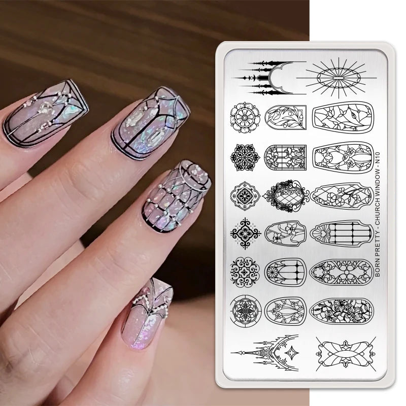 Stamping Plates Butterfly Necklace Floral Line Nail Art Templates Printing Image Manicure Tool