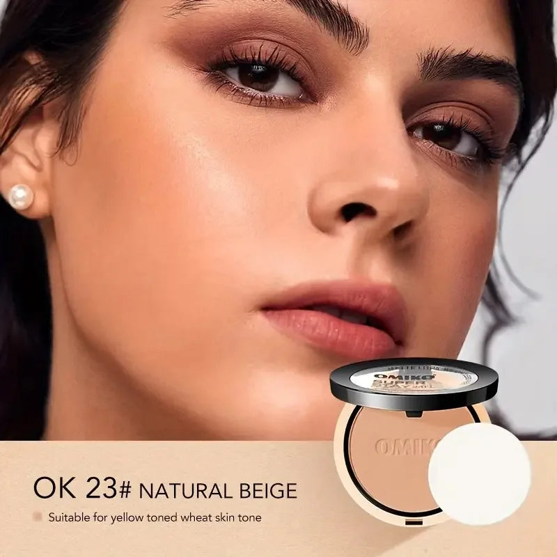 Pressed Powder Waterproof Long-lasting Full Coverage Face Compact Powder Makeup Foundation Oil 3 Color Control Cosmetics