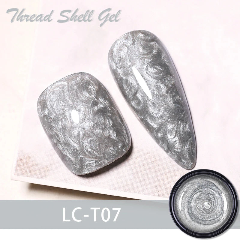 LILYCUTE 7ML Thread Shell Gel Nail Polish Shiny Glitter Apply On Color Gel Semi Permanent Manicure For Soak Off UV LED Gel