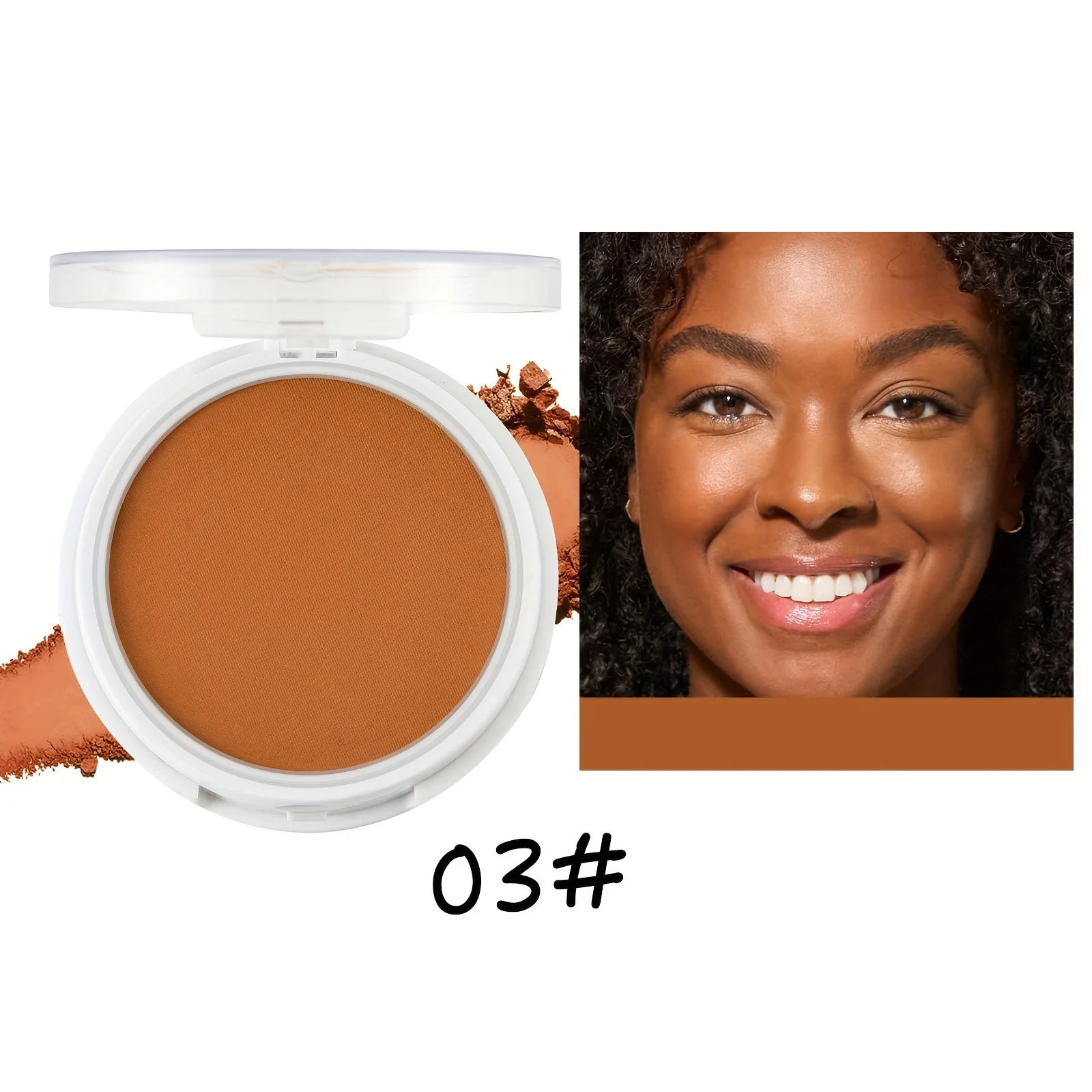 Wheat Bronzing Powder for Dark Skin, Matte Finish, Sweatproof & Oil Dark Foundation Powder Puff And Mirror