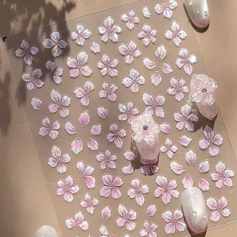 New Hipster Pure White Flowers Rose Spring Lily Camellia Daisy Jelly Cherry Blossom Nail Art Stickers Manicure Decals ZJT11