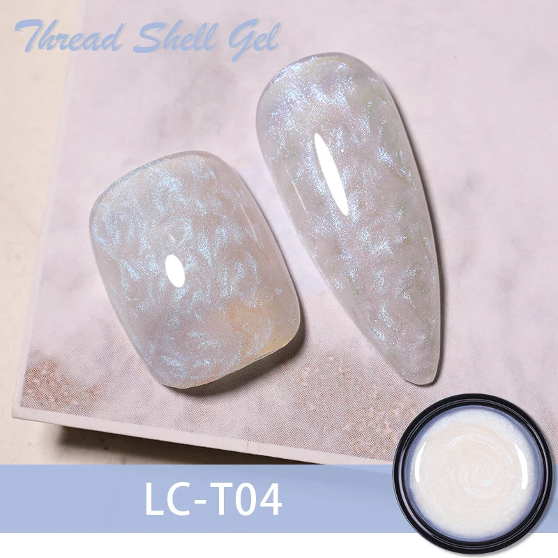 LILYCUTE 7ML Thread Shell Gel Nail Polish Shiny Glitter Apply On Color Gel Semi Permanent Manicure For Soak Off UV LED Gel
