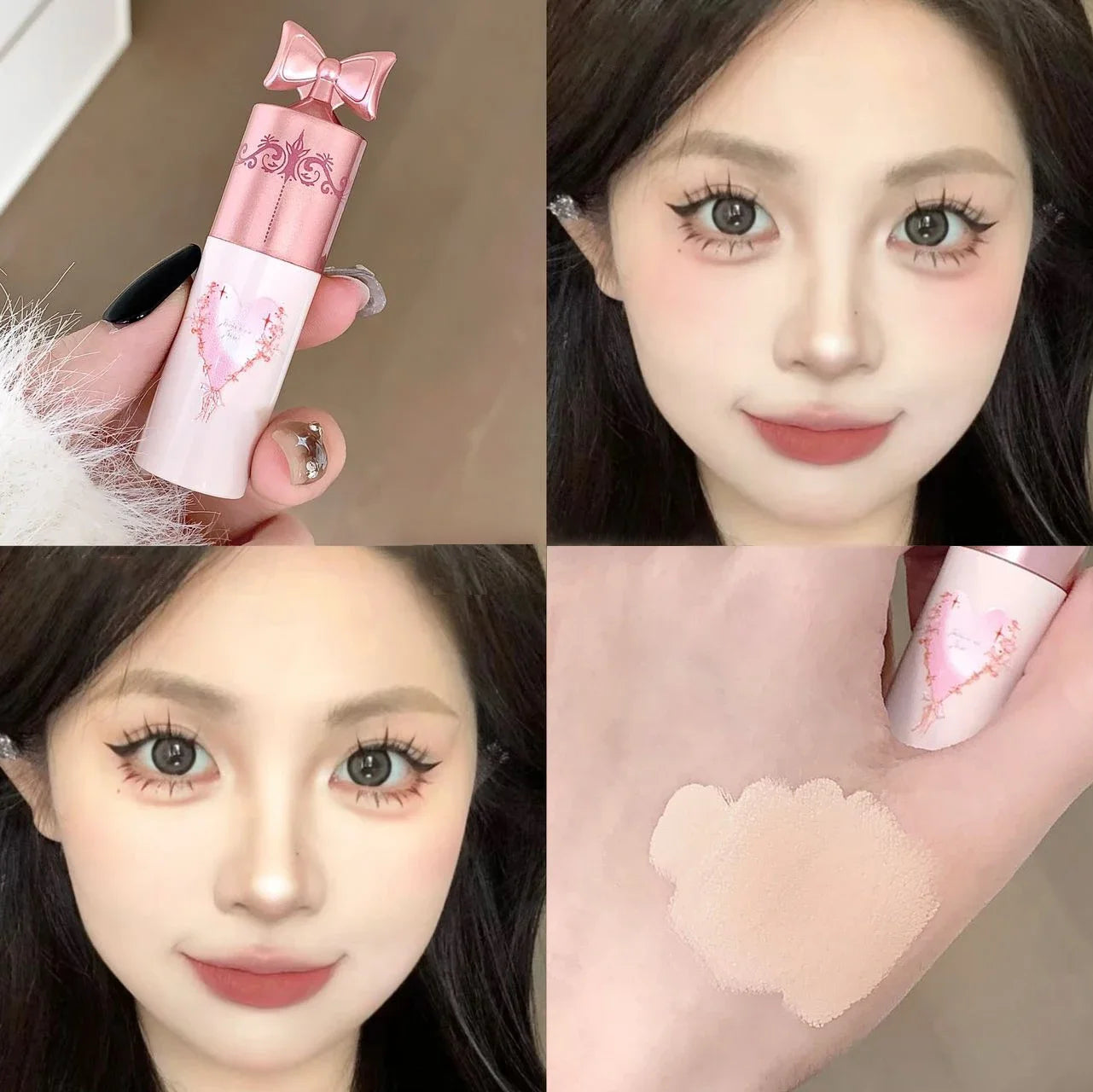 Pink Brightening Concealer Stick Waterproof Highlighting Liquid Moisturizing Concealer Cream Cover Acne Spot Dark Circles Makeup