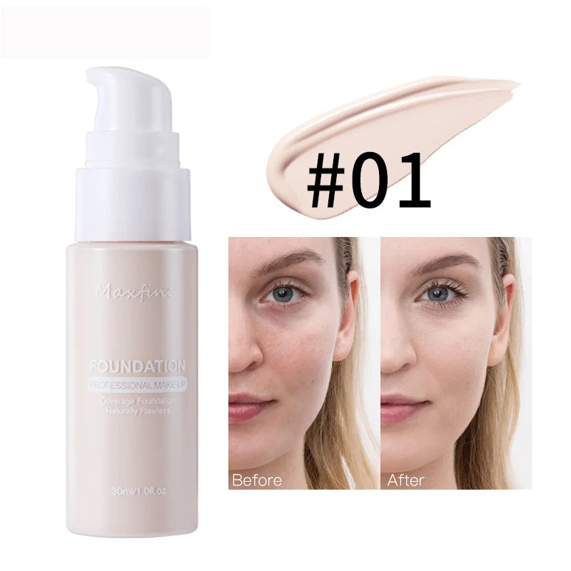 Liquid Foundation | Full Coverage, Conceals Imperfections Effectively, Waterproof & Sweat-Resistant, Professional Makeup for Smooth, Flawless Skin