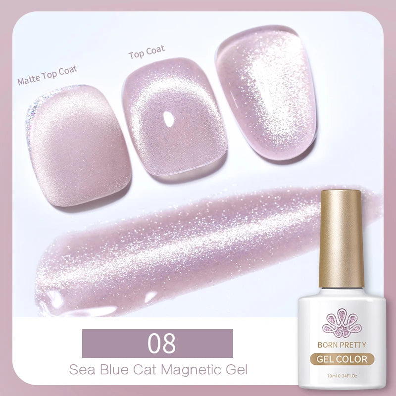 BORN PRETTY 10ml Black Glass Cat Magnetic Gel Nail Polish Silver Gold Glitter Semi Permanent Soak Off UV LED Gel Varnish