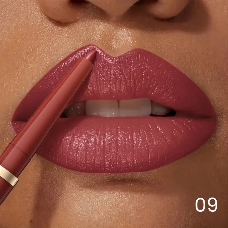 Long-lasting Waterproof Matte Nude Lip Liner - High Pigmentation, Retractable, Smooth Application, Natural Look
