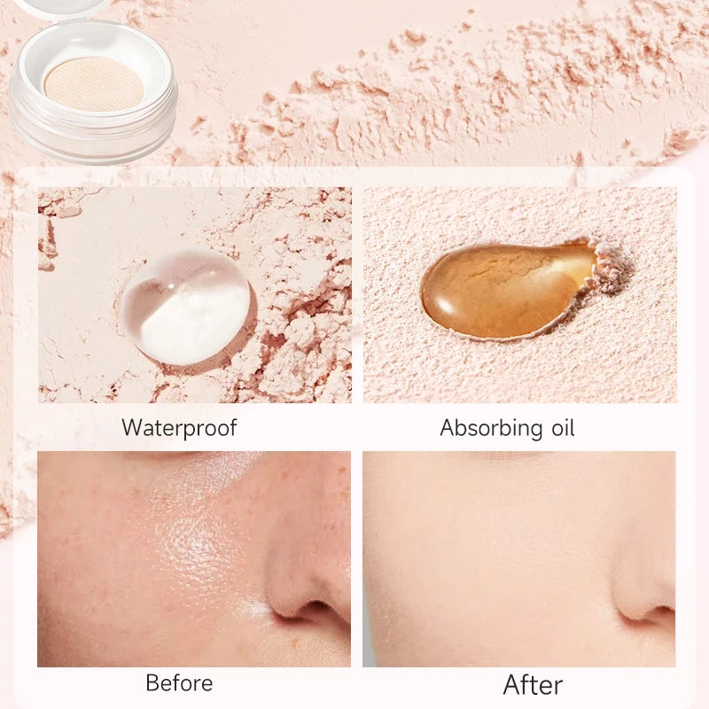 Setting Powder, Lightweight Oil-Control Powder Without Oil, Semi-Transparent, Firming Powder, 24-Hour Shine Control Powder