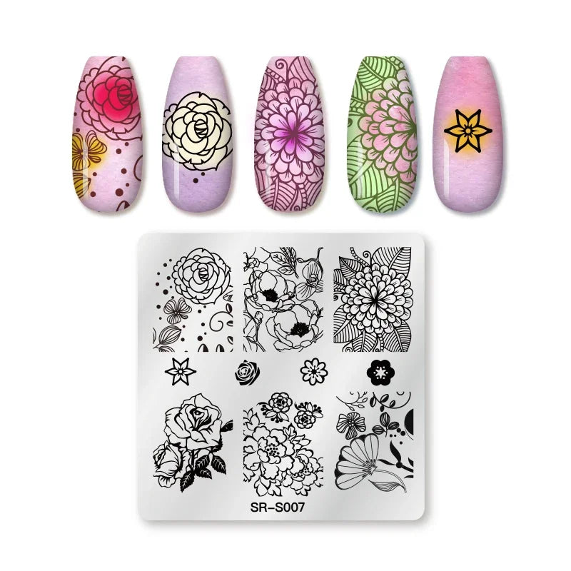 1PC Flower Leaves Line Geometric Stamping Plates Abstract Lady Face Nail Stamp Templates Printing Stencil Nail Art Decoration