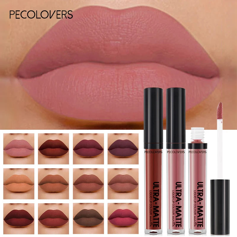 Matte Liquid Lipstick Waterproof Long Lasting Velvet Mate Nude Brown Red Lip Gloss Lint Tube Makeup Cosmetic Lipsticks Lipgloss