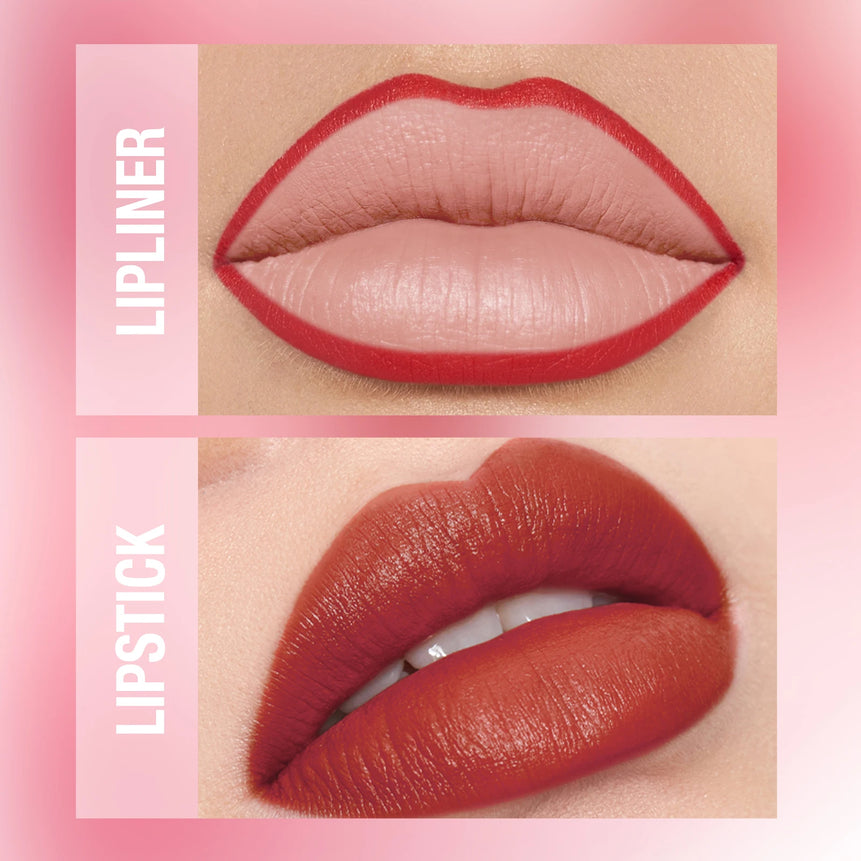 Integrated waterproof lipliner+lipstick lipstick lipstick set,no smudge,no fade,no cup,durable,easy to create a perfect makeup!
