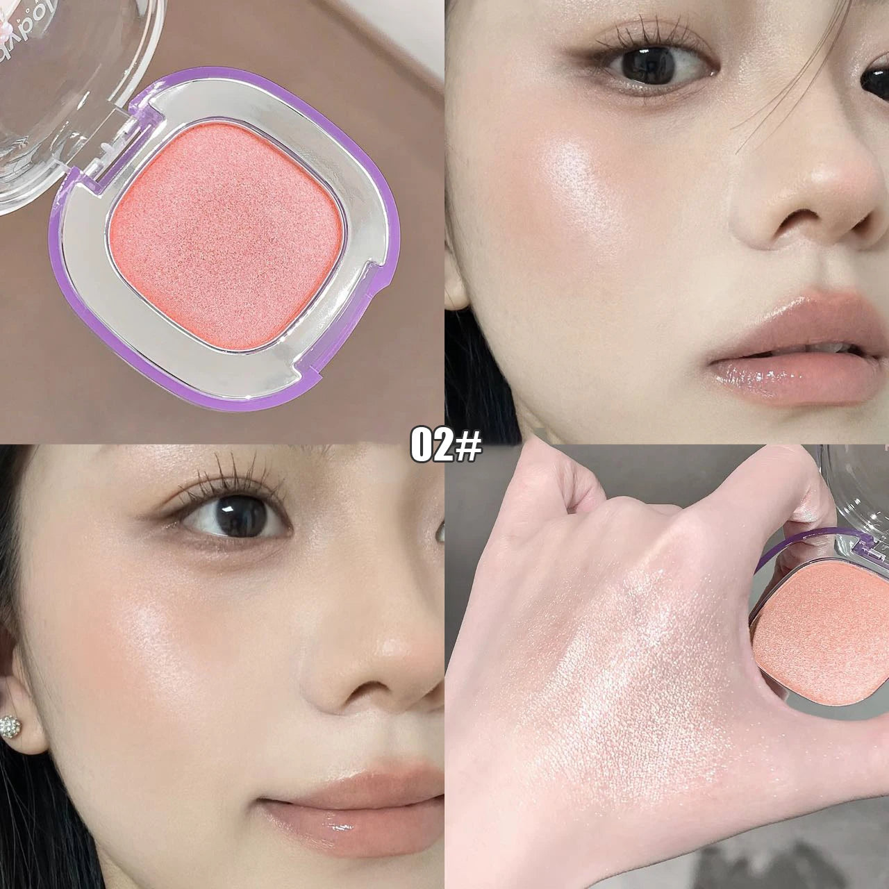 Monochrome Highlighter Cream Facial Brighten Diamond Pearlescent Highlighting Makeup Long-Lasting Natural Pink Blush Rouge Cream