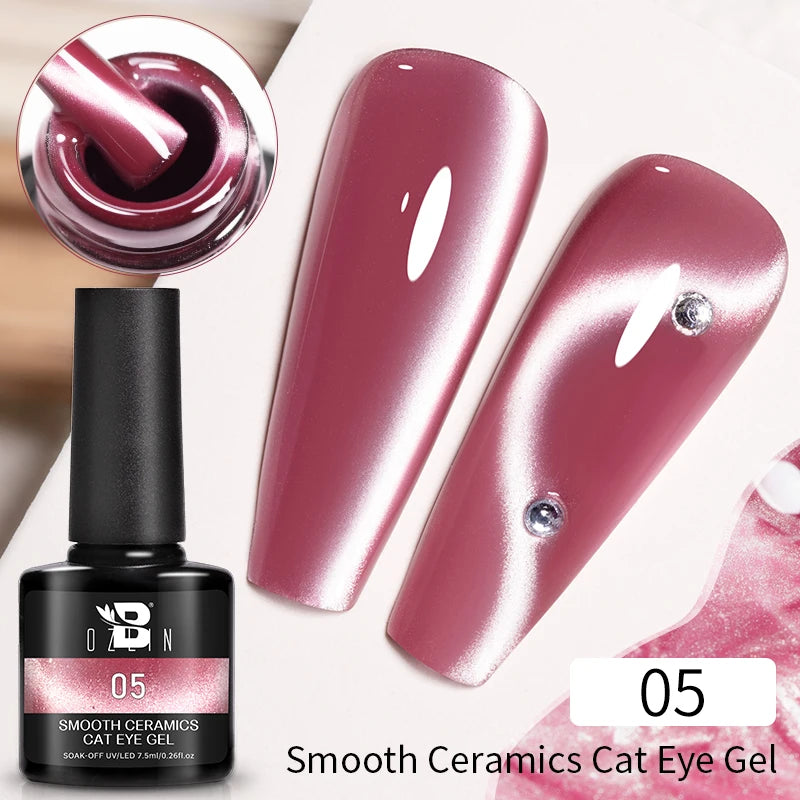 AWStorG 7.5ML Golden Gradient Cat Eye Magnetic Gel Sparkling Glitter Nail Polish Semi Permanent UV Nail Art No Need Base Color