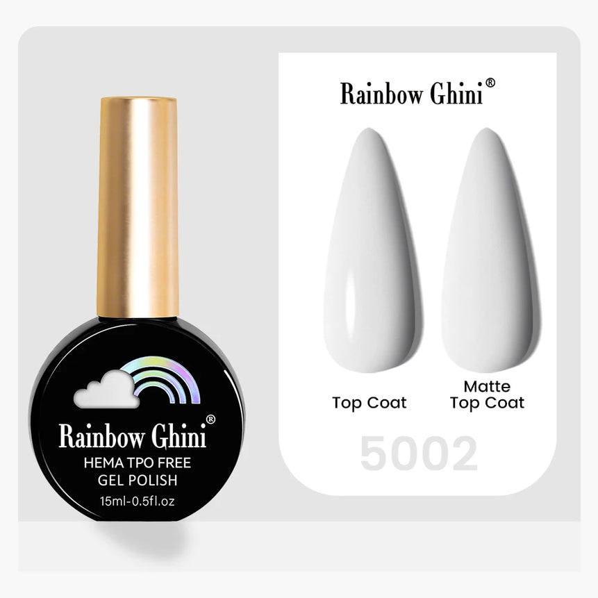 Rainbow Ghini 15ML 146 Colors Long-Lasting Colorful Gel Nail Polish Professional UV/LED Gel Polish Base Coat Matte Top Coat