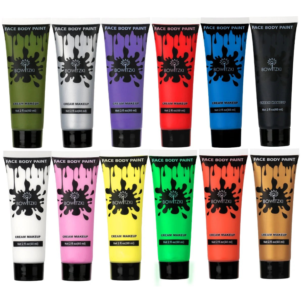 Bowitzki Face and Body Paint 2oz Cream Makeup 60ml Water Based Face Painting Special Effects For Adults Children Kids Halloween