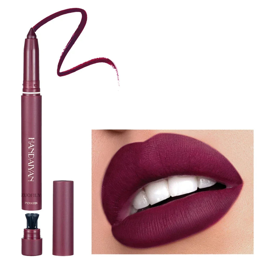 12 Colors Velvet Matte Lipsticks Waterproof Long Lasting Nude 2 IN 1 Stick on-Stick Cup Lips Makeup Tint Pen Daily Makeup Tools