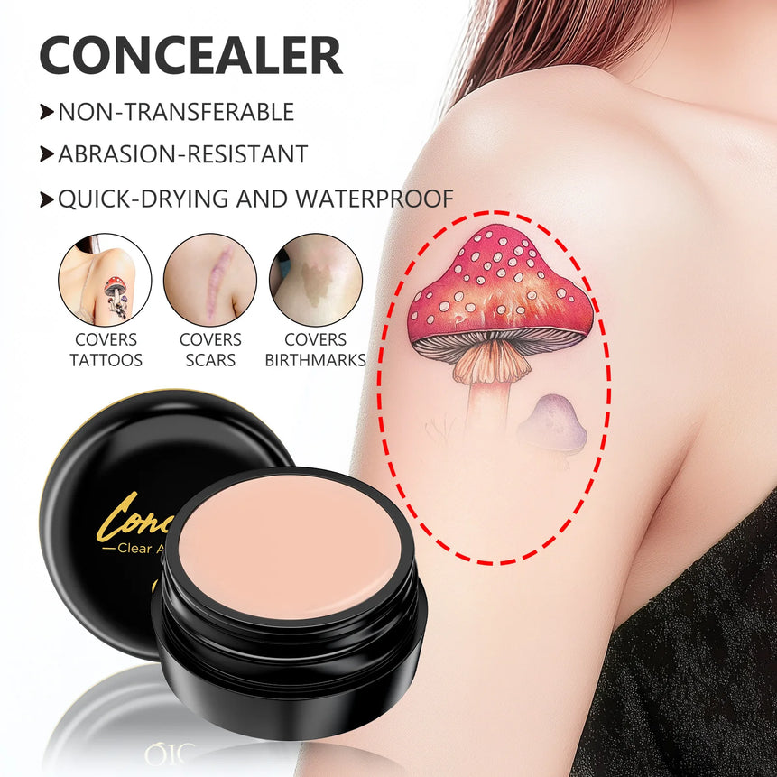 Full Coverage Concealer Foundation Waterproof for Covers Skin Blemishes and Wrinkles Tattoos Skin Tone Face Concealer Cream