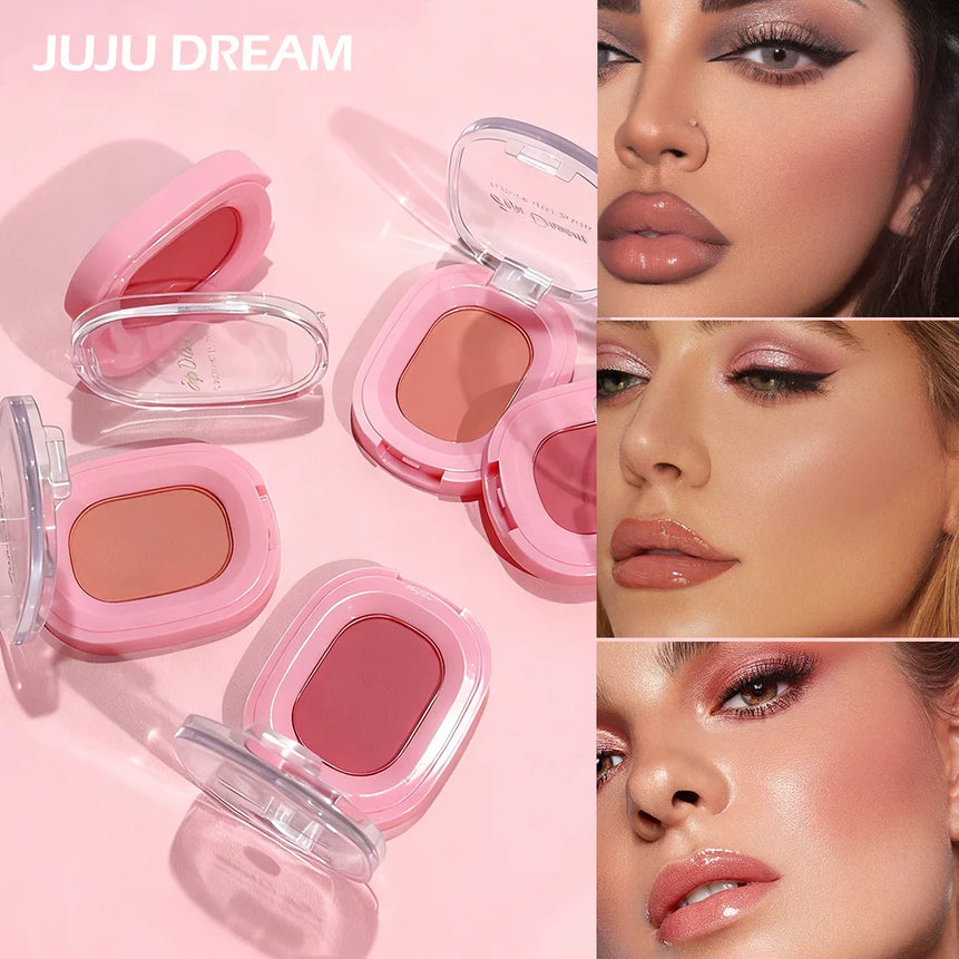 Christmas gift 2-pack flower mist powder blush, pink coral nude red matte shimmer, natural and long-lasting, facial cosmetics