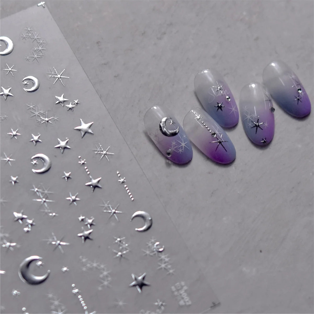 1PC 5D Korean Bronzing Nail Stickers Japanese Gold Silver Star Moon Luxury DIY Nail Art Decoration Decals Manicure Accessories
